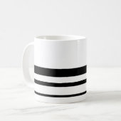 Minimaal zwart-wit drie gestreept koffiemok (Voorkant links)