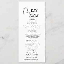 Minimaal zwart wit een dag weg repetitie diner menu