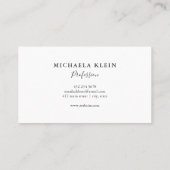 Minimaal zwart-wit en grijs script monogram visitekaartje (Achterkant)