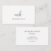 Minimaal zwart-wit en grijs script monogram visitekaartje (Voorkant / Achterkant)