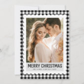 Minimaal zwart-wit fotoplaid feestdagenkaart (Voorkant)