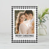 Minimaal zwart-wit fotoplaid feestdagenkaart (Staand voorkant)