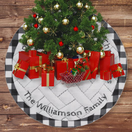 Minimaal zwart-wit geruit quiltpatroon Kerstmis Kerstboom Rok