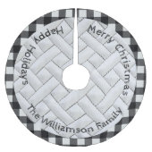 Minimaal zwart-wit geruit quiltpatroon Kerstmis Kerstboom Rok (Voorkant)