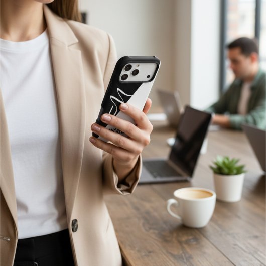 minimaal zwart-wit gesplitst Elegant Script-monogr Case-Mate iPhone Case