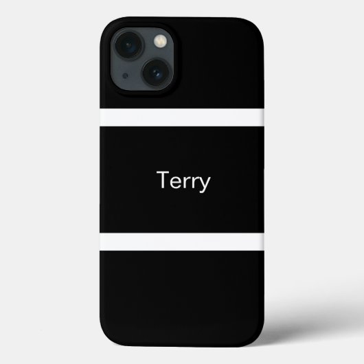 Minimaal zwart-wit gestreept gepersonaliseerd Case-Mate iPhone case (Achterkant)