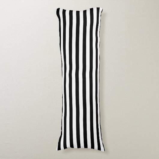 Minimaal zwart-wit gestreept lichaamskussen (Voorkant Verticaal)