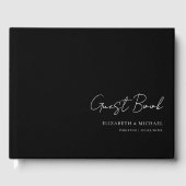 Minimaal, Zwart & Wit Handschrift Script Bruiloft Gastenboek (Voorkant)