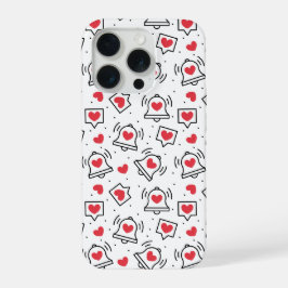 Minimaal Zwart & Wit Hart Notificatiepatroon iPhone 15 Pro Case