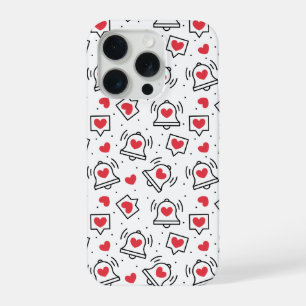 Minimaal Zwart & Wit Hart Notificatiepatroon iPhone 15 Pro Case