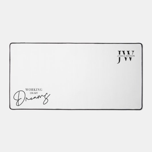 Minimaal zwart wit Initialen werken aan mijn drome Bureaumat (Voorkant)