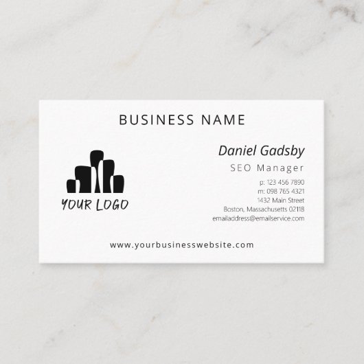 Minimaal zwart wit je Logo eenzijdig Visitekaartje (Voorkant)