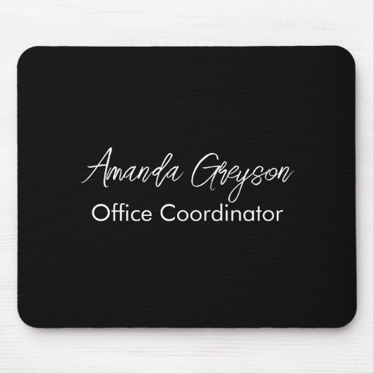 Minimaal zwart-wit Jouw naam monogram toevoegen Muismat (Voorkant)