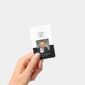 Minimaal zwart-wit Kantoor-medewerker Foto-ID QR Badge (Handheld)