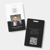 Minimaal zwart-wit Kantoor-medewerker Foto-ID QR Badge (Front & Back)