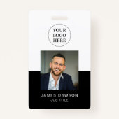Minimaal zwart-wit Kantoor-medewerker Foto-ID QR Badge (Voorkant)