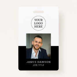 Minimaal zwart-wit Kantoor-medewerker Foto-ID QR Badge