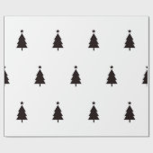Minimaal zwart wit kerstbomen sterrenpatroon cadeaupapier (Vlak)
