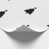 Minimaal zwart wit kerstbomen sterrenpatroon cadeaupapier (Hoek)