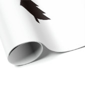 Minimaal zwart wit kerstbomen sterrenpatroon cadeaupapier (Rol Hoek)