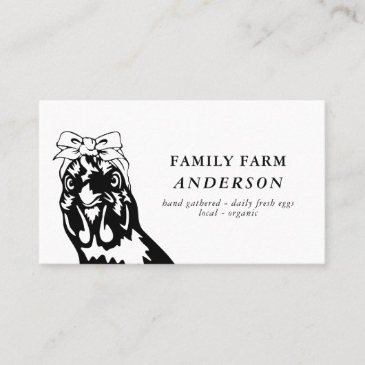 Minimaal zwart-wit kippenei Boerderij Visitekaartje (Voorkant)