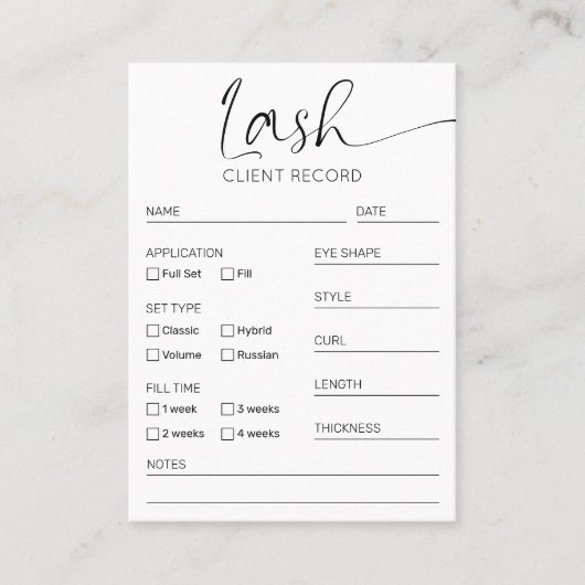 Minimaal zwart-wit lade clientrecordformulier visitekaartje (Voorkant)