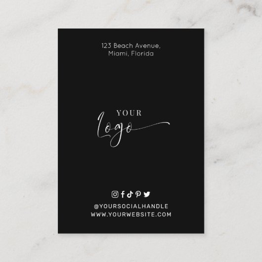 Minimaal zwart-wit lade clientrecordformulier visitekaartje (Achterkant)