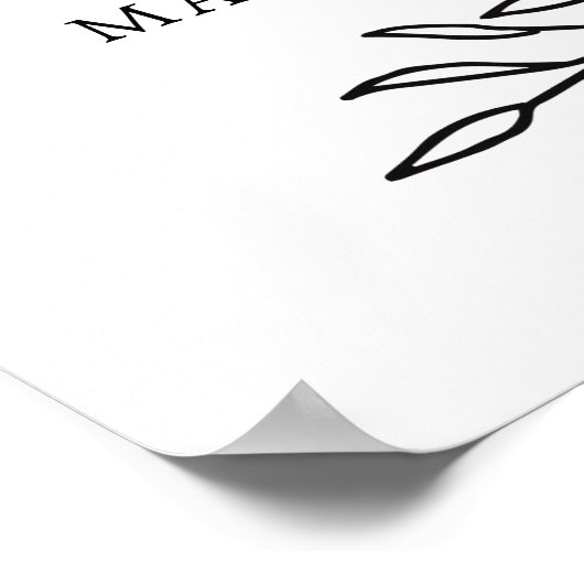 Minimaal zwart-wit leder-monogram van botanische b poster (Hoek)