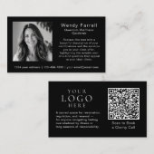 Minimaal Zwart Wit Logo QR Code Foto Coach Visitekaartje (Voorkant / Achterkant)