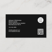 Minimaal Zwart Wit Logo QR Code PASTOR Visitekaartje (Achterkant)