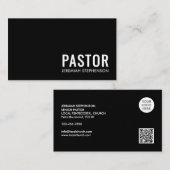 Minimaal Zwart Wit Logo QR Code PASTOR Visitekaartje (Voorkant / Achterkant)