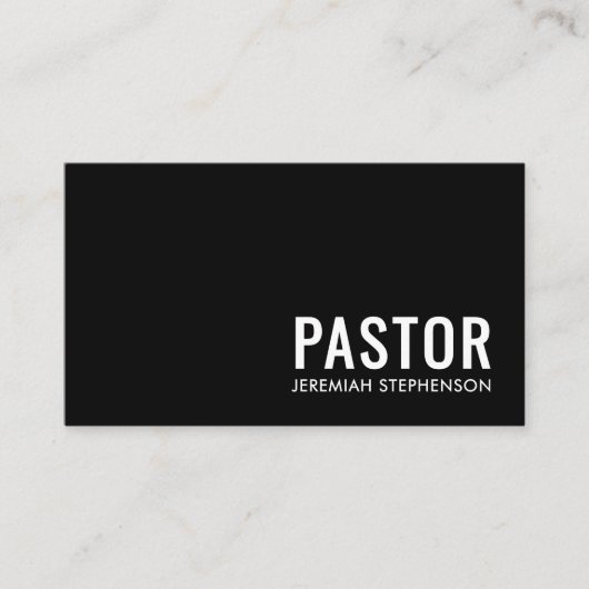 Minimaal Zwart Wit Logo QR Code PASTOR Visitekaartje (Voorkant)