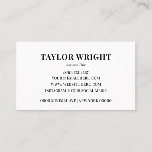 Minimaal zwart-wit Logo Visitekaartje (Achterkant)