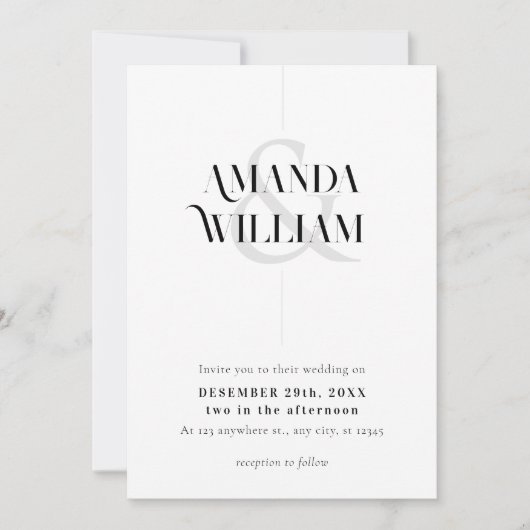 Minimaal zwart-wit met QR-code Bruiloft Kaart (Voorkant)