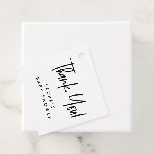 Minimaal Zwart Wit Modern Baby shower Bedankt Bedankjes Labels (In situ)