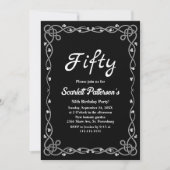Minimaal Zwart & Wit Modern Floral 50ste verjaarda Kaart (Voorkant)