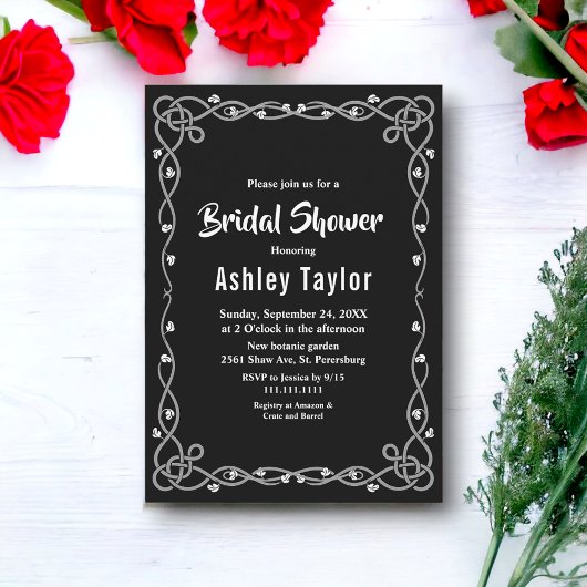 Minimaal Zwart & Wit Modern Floral Vrijgezellenfee Kaart