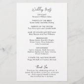 Minimaal zwart-wit modern huwelijksprogramma (Achterkant)