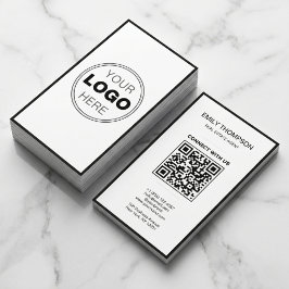 Minimaal Zwart Wit Modern QR Code Logo Visitekaartje