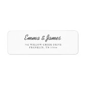 Minimaal Zwart & Wit Modern Script Bruiloft Etiket (Voorkant)
