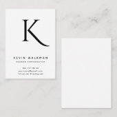 Minimaal zwart-wit Monogram Stijlvol Visitekaartje (Voorkant / Achterkant)