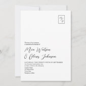 Minimaal zwart-wit monogram trouw-QR-code Kaart (Voorkant)