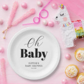 Minimaal zwart wit OH Baby shower Papieren Bordje (Feest)