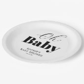Minimaal zwart wit OH Baby shower Papieren Bordje (Gekanteld)