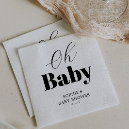 Minimaal zwart wit OH Baby shower Servet