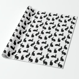 Minimaal zwart-wit Paashaas Patroon Cadeaupapier