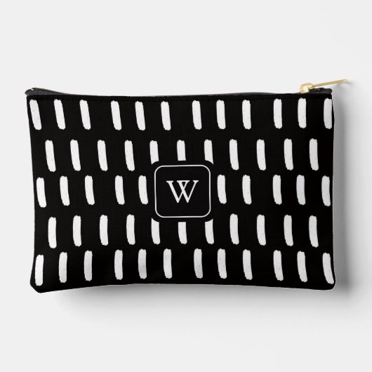 Minimaal zwart wit penseelstreken Monogram Initiaa Etui (Achterkant)