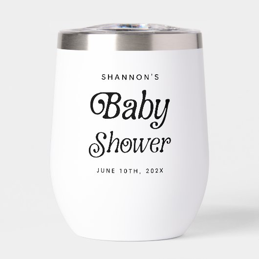 Minimaal zwart-wit Retro Baby shower (Voorkant)