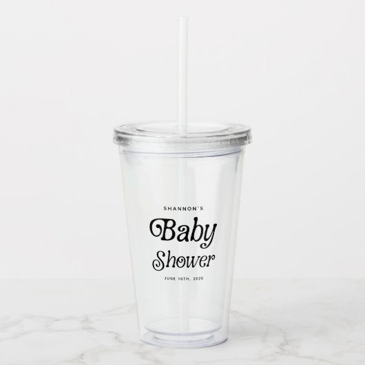 Minimaal zwart-wit Retro Baby shower Acryl Drinkbeker (Voorkant)