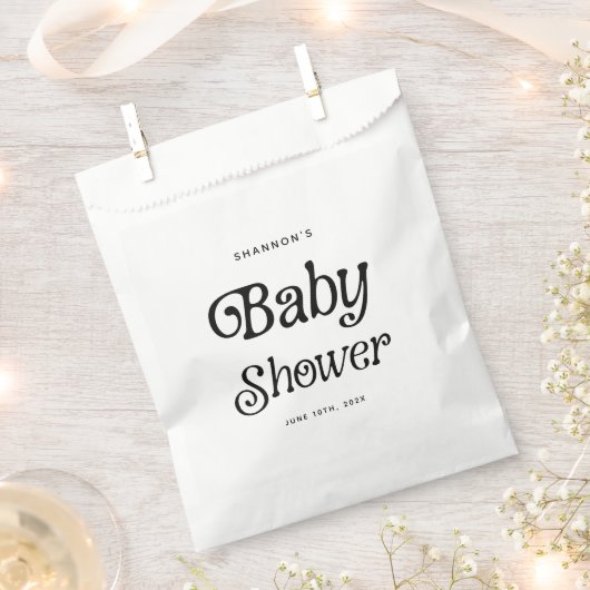 Minimaal zwart-wit Retro Baby shower Bedankzakje (Geknipt)